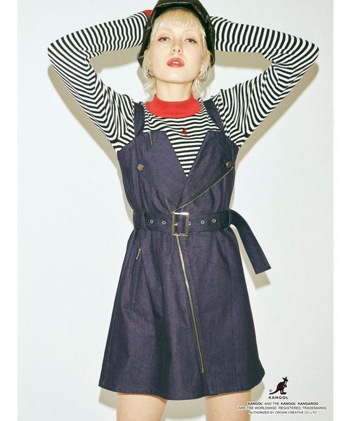 KANGOL(カンゴール)の「KANGOLトリムニット(ニット/セーター・レディース・ブルー/レッド/ブラック/ベージュ・MEDIUM)」の4枚目の写真