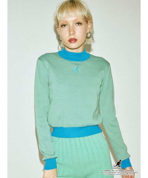 KANGOL(カンゴール)の「KANGOLトリムニット(ニット/セーター・レディース・ブルー/レッド/ブラック/ベージュ・MEDIUM)」の3枚目の写真