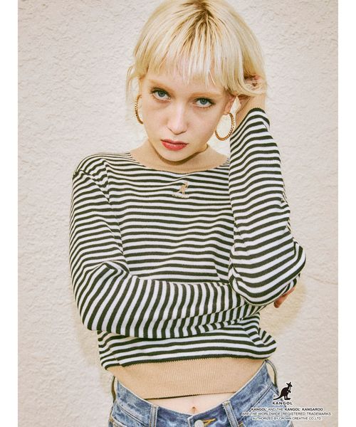 KANGOL(カンゴール)の「KANGOLトリムニット(ニット/セーター・レディース・ブルー/レッド/ブラック/ベージュ・MEDIUM)」の8枚目の写真