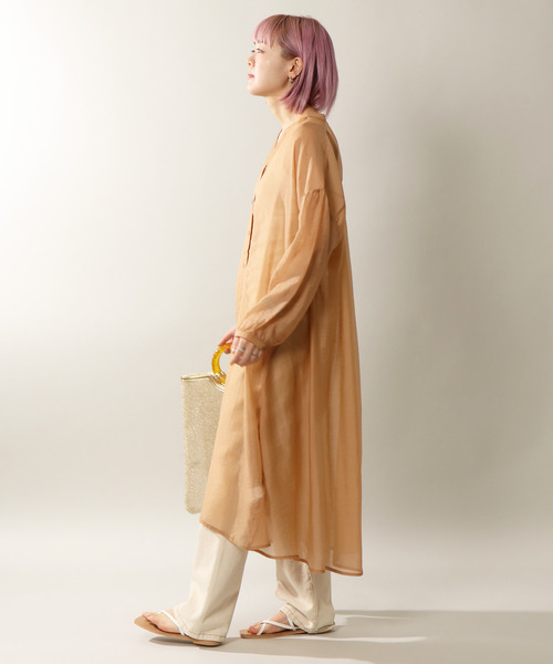 notch.（ノッチ）の「シアーロングシャツワンピース（シャツワンピース・レディース・スカイブルー/ベージュ/クリアグリーン/キャメル/ライトパープル・M/TM）」の5枚目の写真