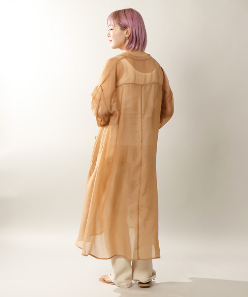 notch.（ノッチ）の「シアーロングシャツワンピース（シャツワンピース・レディース・スカイブルー/ベージュ/クリアグリーン/キャメル/ライトパープル・M/TM）」の15枚目の写真