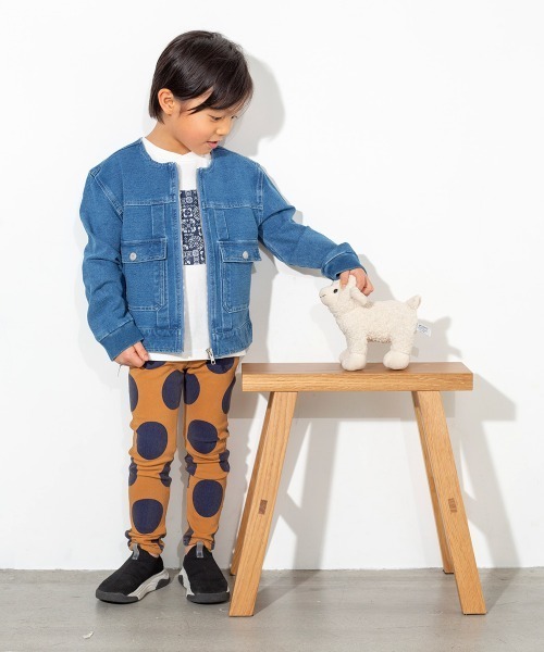 MAKE YOUR DAY(メイクユアデイ)の「スーパーストレッチスキニードットPT(製品染)■80~140cm(その他パンツ・キッズ・ブラウン/ブルー/ミント/キャメル/チャコールグレー/パープル・100/110/120/130/140/90/80)」の2枚目の写真