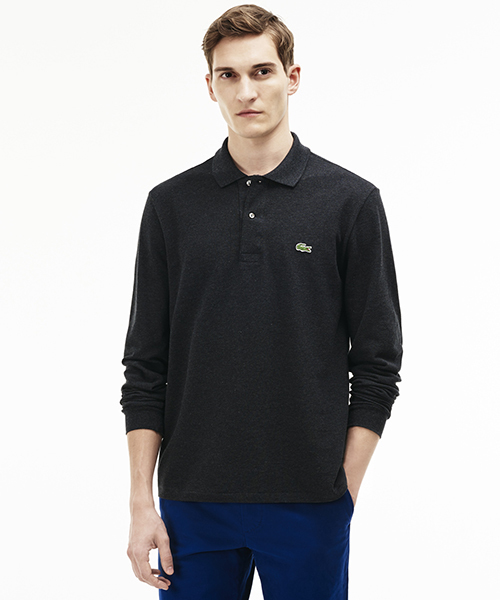 LACOSTE（ラコステ）の「長袖 リブ カラ-ポロシャツ L1313 （杢・長袖)（ポロシャツ・メンズ・ライトグレー/グレー/チャコールグレー/バーガンディー/ストーン/サックスブルー/サファリグリーン/インディゴブルー/チャコール/ライトブルー/グレイッシュブルー/カーキ/ミックスグレー/オリーブ/アクア/ダークブルー/ライトブラック/ブルー/ネイビー/ワイン/スカイブルー/ダークグレー/ダークネイビー/ブルーグレー/マルーン/霜降りグレー/ダークグリーン/杢グレー/ダークインディゴブルー/アッシュグレー/シルバーグレー/トップグレー/ミント/ワインレッド/グリーン/モスグリーン/ベージュ/スミクロ/コバルトブルー/オリーブドラブ・3/2/5/4/6）」の3枚目の写真