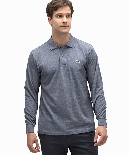 LACOSTE（ラコステ）の「長袖 リブ カラ-ポロシャツ L1313 （杢・長袖)（ポロシャツ・メンズ・ライトグレー/グレー/チャコールグレー/バーガンディー/ストーン/サックスブルー/サファリグリーン/インディゴブルー/チャコール/ライトブルー/グレイッシュブルー/カーキ/ミックスグレー/オリーブ/アクア/ダークブルー/ライトブラック/ブルー/ネイビー/ワイン/スカイブルー/ダークグレー/ダークネイビー/ブルーグレー/マルーン/霜降りグレー/ダークグリーン/杢グレー/ダークインディゴブルー/アッシュグレー/シルバーグレー/トップグレー/ミント/ワインレッド/グリーン/モスグリーン/ベージュ/スミクロ/コバルトブルー/オリーブドラブ・3/2/5/4/6）」の9枚目の写真