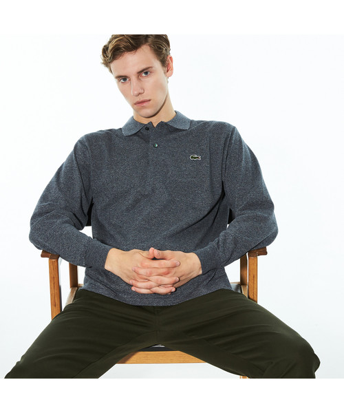 LACOSTE（ラコステ）の「長袖 リブ カラ-ポロシャツ L1313 （杢・長袖)（ポロシャツ・メンズ・ライトグレー/グレー/チャコールグレー/バーガンディー/ストーン/サックスブルー/サファリグリーン/インディゴブルー/チャコール/ライトブルー/グレイッシュブルー/カーキ/ミックスグレー/オリーブ/アクア/ダークブルー/ライトブラック/ブルー/ネイビー/ワイン/スカイブルー/ダークグレー/ダークネイビー/ブルーグレー/マルーン/霜降りグレー/ダークグリーン/杢グレー/ダークインディゴブルー/アッシュグレー/シルバーグレー/トップグレー/ミント/ワインレッド/グリーン/モスグリーン/ベージュ/スミクロ/コバルトブルー/オリーブドラブ・3/2/5/4/6）」の13枚目の写真