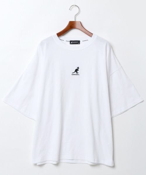 KANGOL(カンゴール)の「【KANGOL】別注 ミニロゴ刺繍 ビッグTシャツ(Tシャツ/カットソー・メンズ・ホワイト/ブラック/ベージュ/オレンジ/ダークグリーン/ネイビー/パープル/ゴールド/ホワイト系その他/ブラック系その他/ベージュ系その他/グリーン系その他・S/M/L/XL)」の2枚目の写真