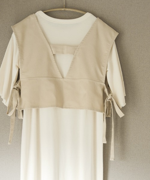 SESTO（セスト）の「ツイルベストレイヤードワンピース（ワンピース・レディース・アイボリー/ベージュ・M）」の3枚目の写真