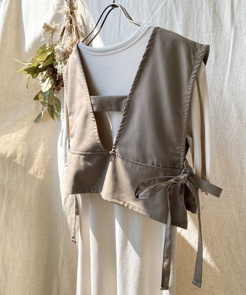 SESTO（セスト）の「ツイルベストレイヤードワンピース（ワンピース・レディース・アイボリー/ベージュ・M）」の5枚目の写真