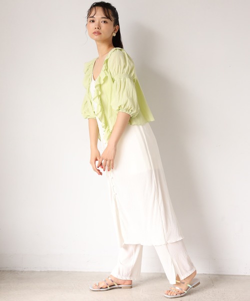 one after another NICE CLAUP（ワンアフターアナザーナイスクラップ）の「コットンフリル羽織り（シャツ/ブラウス・レディース・オフホワイト/イエロー系その他/ピンクベージュ・FREE）」の10枚目の写真