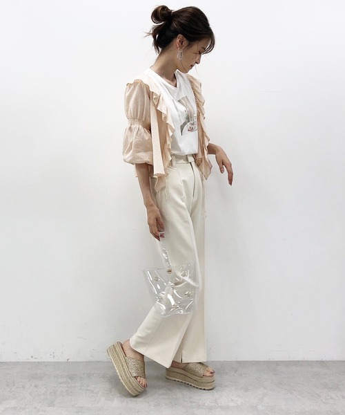 one after another NICE CLAUP（ワンアフターアナザーナイスクラップ）の「コットンフリル羽織り（シャツ/ブラウス・レディース・オフホワイト/イエロー系その他/ピンクベージュ・FREE）」の12枚目の写真