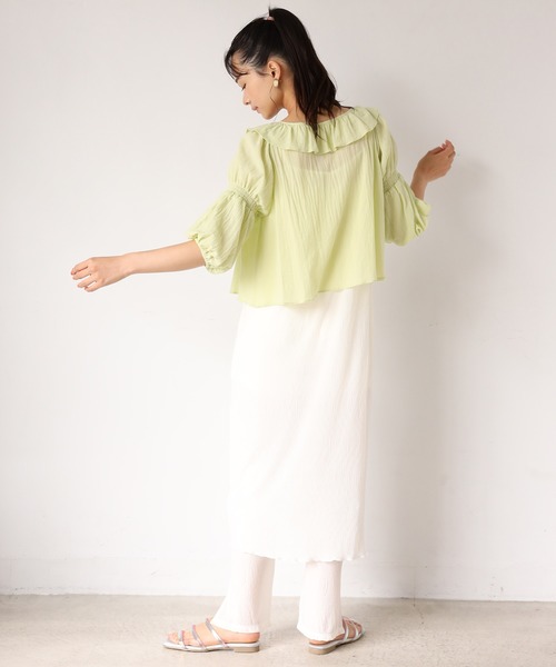 one after another NICE CLAUP（ワンアフターアナザーナイスクラップ）の「コットンフリル羽織り（シャツ/ブラウス・レディース・オフホワイト/イエロー系その他/ピンクベージュ・FREE）」の18枚目の写真