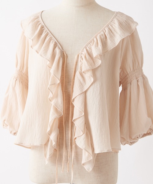 one after another NICE CLAUP（ワンアフターアナザーナイスクラップ）の「コットンフリル羽織り（シャツ/ブラウス・レディース・オフホワイト/イエロー系その他/ピンクベージュ・FREE）」の17枚目の写真