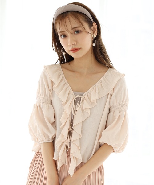 one after another NICE CLAUP（ワンアフターアナザーナイスクラップ）の「コットンフリル羽織り（シャツ/ブラウス・レディース・オフホワイト/イエロー系その他/ピンクベージュ・FREE）」の22枚目の写真