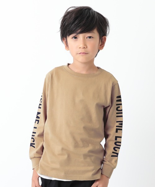 devirock(デビロック)の「袖プリント長袖Tシャツ(Tシャツ/カットソー・キッズ・キャメル/ブラック/スミクロ/ダークベージュ/ブラック系その他2/ブルー系その他・130cm/110cm/160cm/100cm/120cm/150cm/140cm)」の6枚目の写真