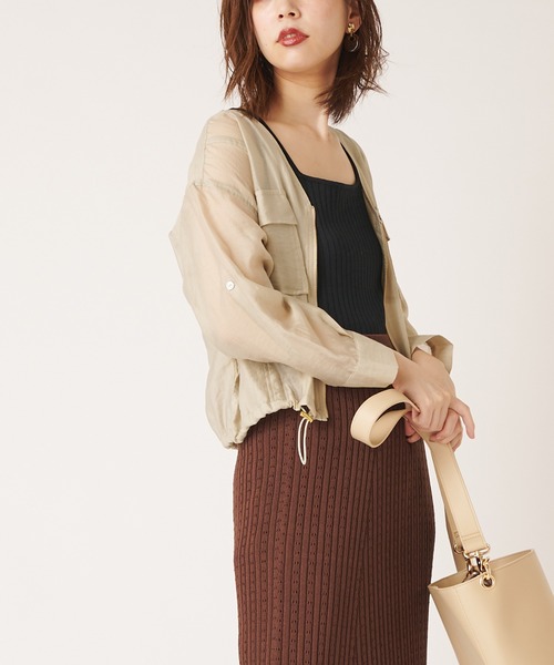natural couture(ナチュラルクチュール)の「シアーミリタリーブルゾン(ブルゾン・レディース・カーキ/オレンジ/ライトベージュ・FREE)」の5枚目の写真