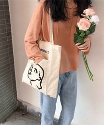 aimoha | 【選べる2タイプ】 キャンバス トートバッグ a4 通勤 通学 エコバッグ 軽量 大容量 ファスナー付き ファスナー無し 折りたたみ 帆布 おしゃれ 可愛い(トートバッグ)