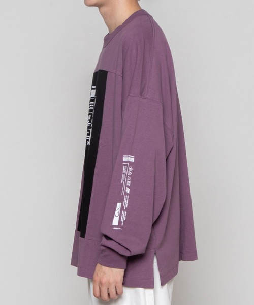 WEGO（ウィゴー）の「WEGO/ボックスブロックビッグシルエットロンT（Tシャツ/カットソー・メンズ・パープル/ホワイト・MEDIUM/LARGE）」の4枚目の写真