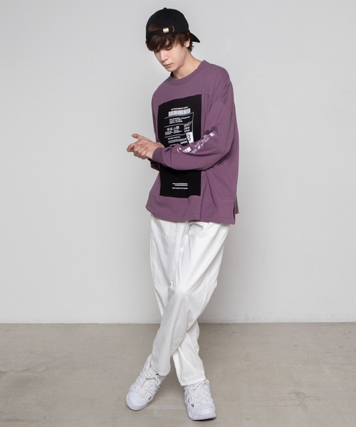 WEGO（ウィゴー）の「WEGO/ボックスブロックビッグシルエットロンT（Tシャツ/カットソー・メンズ・パープル/ホワイト・MEDIUM/LARGE）」の15枚目の写真