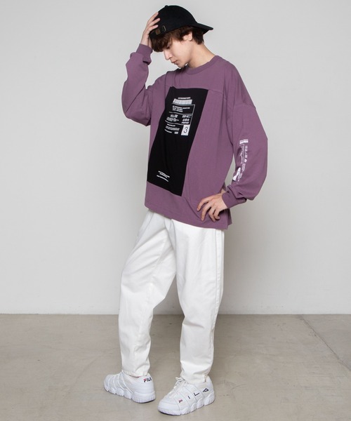 WEGO（ウィゴー）の「WEGO/ボックスブロックビッグシルエットロンT（Tシャツ/カットソー・メンズ・パープル/ホワイト・MEDIUM/LARGE）」の11枚目の写真