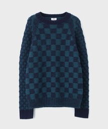 LANVIN en Bleu | ブロックチェック ローゲージニット(ニット/セーター)