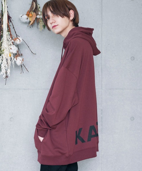 KANGOL（カンゴール）の「KANGOL カンゴール  別注 バックプリント スーパービッグシルエットプルオーバーパーカー（パーカー・メンズ・ダークグリーン/ホワイト/ブラック/ワイン/サンドベージュ/ベージュ・FREE）」の6枚目の写真