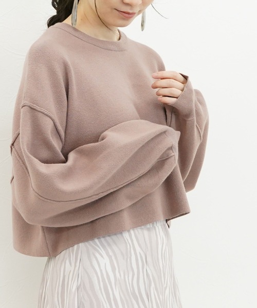 archives(アルシーヴ)の「短丈ニットプルオーバー(ニット/セーター・レディース・モカ/アイボリー/チャコールグレー/ピンクベージュ/ブルー・MEDIUM)」の5枚目の写真