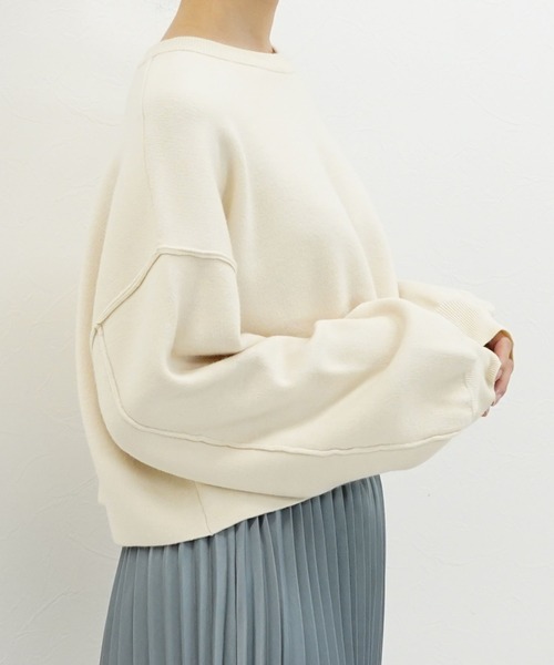 archives(アルシーヴ)の「短丈ニットプルオーバー(ニット/セーター・レディース・モカ/アイボリー/チャコールグレー/ピンクベージュ/ブルー・MEDIUM)」の2枚目の写真