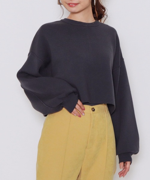 archives(アルシーヴ)の「短丈ニットプルオーバー(ニット/セーター・レディース・モカ/アイボリー/チャコールグレー/ピンクベージュ/ブルー・MEDIUM)」の10枚目の写真