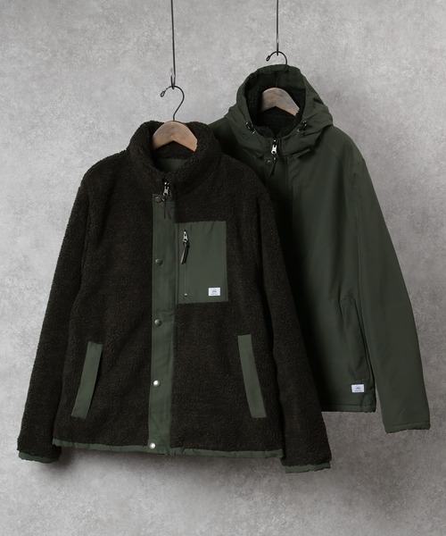 gym master（ジムマスター）の「【gym master/ジムマスター】リバーシブル ボアジャケット/マウンテンジャケット（マウンテンパーカー・メンズ・キナリ/ブラック/その他1/キャメル・M/XL/S/L）」の2枚目の写真