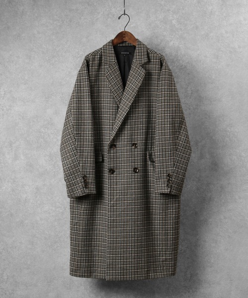 make a ray!(メイク ア レイ!)の「オーバーサイズ ダブルブレスト チェスターコート/ ステンカラーコート/バルカラーコート(チェスターコート・メンズ・チャコールグレー/ブラウン/グレー/ベージュ・L/M)」の2枚目の写真
