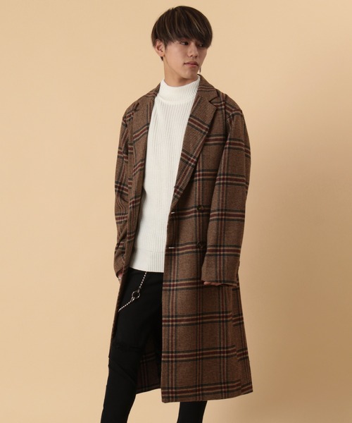 make a ray!(メイク ア レイ!)の「オーバーサイズ ダブルブレスト チェスターコート/ ステンカラーコート/バルカラーコート(チェスターコート・メンズ・チャコールグレー/ブラウン/グレー/ベージュ・L/M)」の10枚目の写真