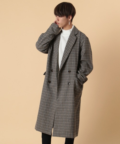 make a ray!(メイク ア レイ!)の「オーバーサイズ ダブルブレスト チェスターコート/ ステンカラーコート/バルカラーコート(チェスターコート・メンズ・チャコールグレー/ブラウン/グレー/ベージュ・L/M)」の6枚目の写真