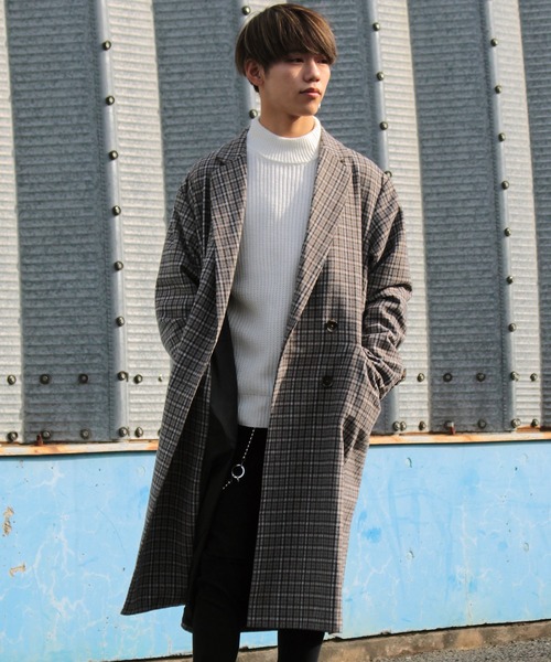 make a ray!(メイク ア レイ!)の「オーバーサイズ ダブルブレスト チェスターコート/ ステンカラーコート/バルカラーコート(チェスターコート・メンズ・チャコールグレー/ブラウン/グレー/ベージュ・L/M)」の5枚目の写真