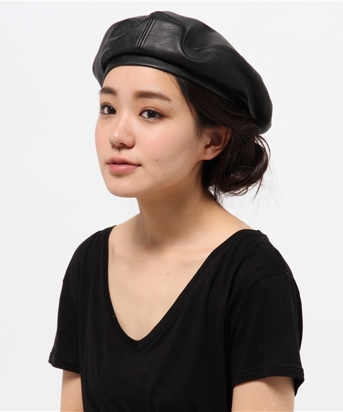 WEGO（ウィゴー）の「WEGO/フェイクレザーベレー帽（ハンチング/ベレー帽・レディース・ブラック・FREE）」の2枚目の写真