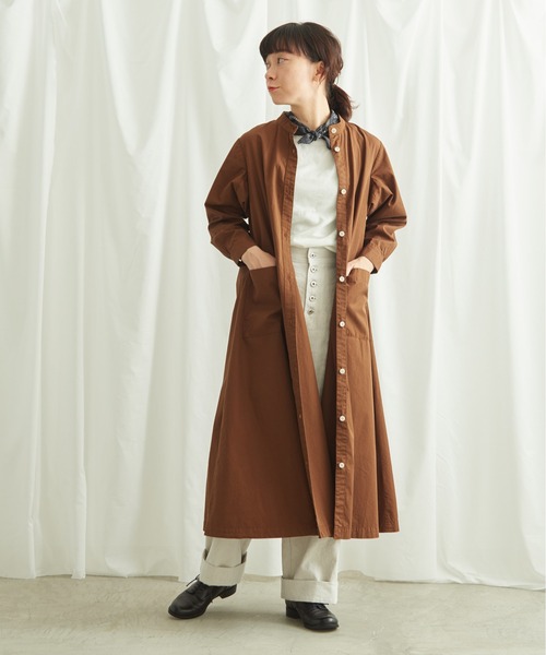 Lene（レネ）の「メイリーギャバ マチ付きコートワンピース（シャツ