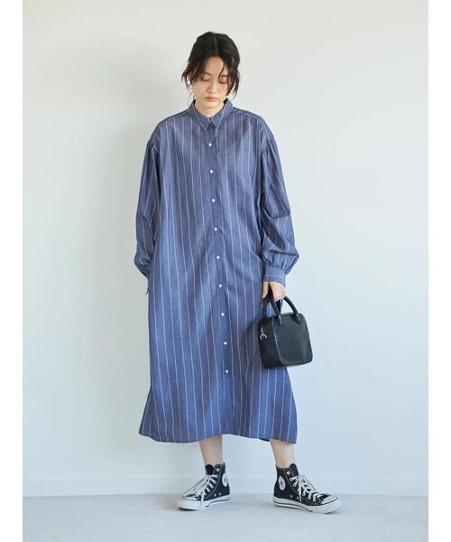 セール】バックギャザーシャツワンピース（シャツワンピース