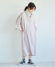 バックギャザーシャツワンピース
