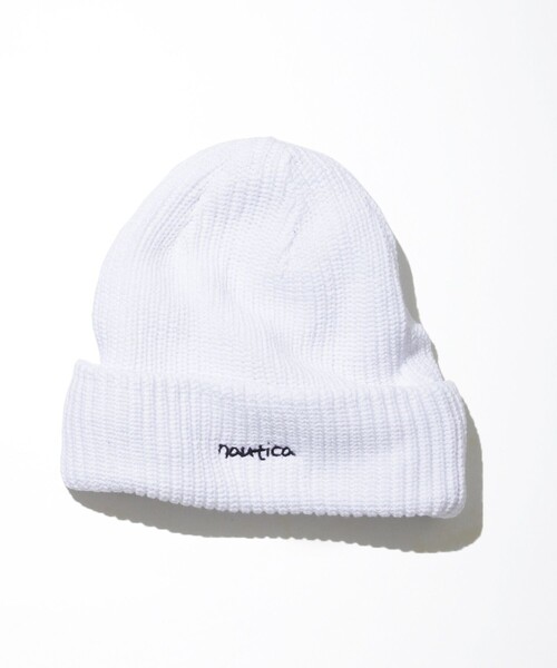 NAUTICA（ノーティカ）の「NAUTICA/ノーティカ Cotton Knit Cap “Hand Lettering”/コットンニットキャップ"ハンドレタリング"（ニットキャップ/ビーニー・メンズ・ホワイト/ブラック/ネイビー/グリーン・ﾌﾘ-）」の2枚目の写真