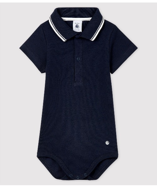PETIT BATEAU(プチバトー)の「衿付き半袖ボディ(その他アンダーウェア/インナー・キッズ・ネイビー・6MONTH/18MONTH/12MONTH/24MONTH)」の1枚目の写真