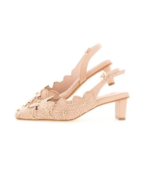 RANDA（ランダ）の「アシンメトリーフラワーカットバックストラップパンプス（パンプス・レディース・ブラック/ピンク/クリーム・LL/S/M/L）」の16枚目の写真