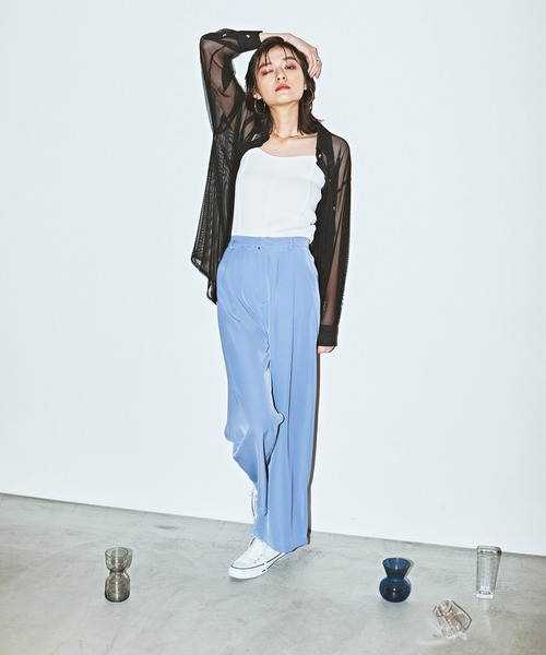 Avvenente(アベネンテ)の「【Avvenente】メッシュオーバーシャツ(シャツ/ブラウス・レディース・ブラック/ライトベージュ/テラコッタ・M)」の7枚目の写真