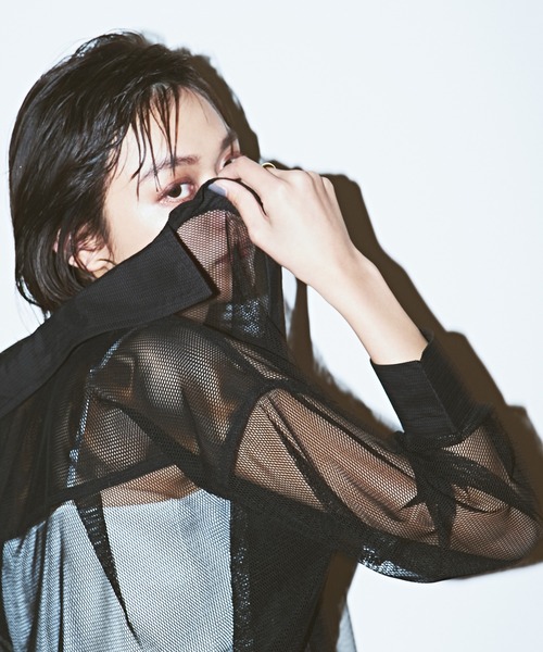 Avvenente(アベネンテ)の「【Avvenente】メッシュオーバーシャツ(シャツ/ブラウス・レディース・ブラック/ライトベージュ/テラコッタ・M)」の11枚目の写真