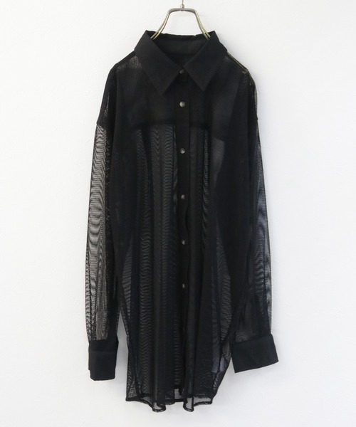 Avvenente(アベネンテ)の「【Avvenente】メッシュオーバーシャツ(シャツ/ブラウス・レディース・ブラック/ライトベージュ/テラコッタ・M)」の6枚目の写真