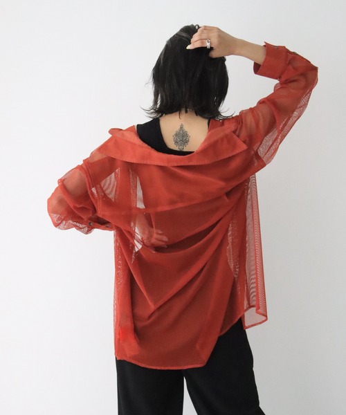 Avvenente(アベネンテ)の「【Avvenente】メッシュオーバーシャツ(シャツ/ブラウス・レディース・ブラック/ライトベージュ/テラコッタ・M)」の16枚目の写真