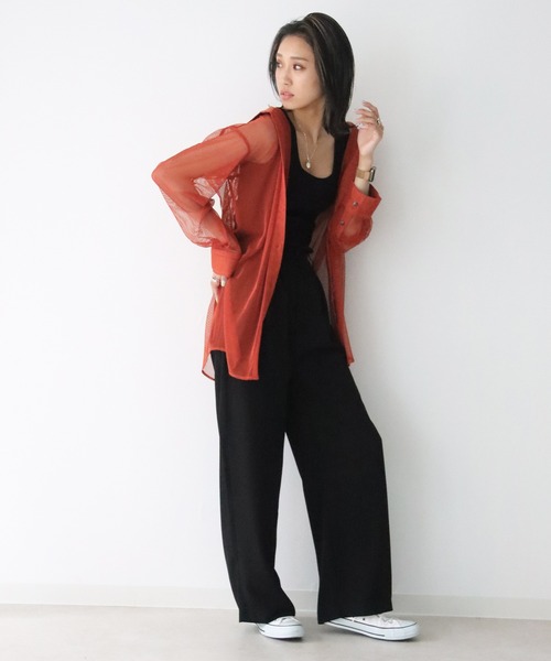 Avvenente(アベネンテ)の「【Avvenente】メッシュオーバーシャツ(シャツ/ブラウス・レディース・ブラック/ライトベージュ/テラコッタ・M)」の20枚目の写真