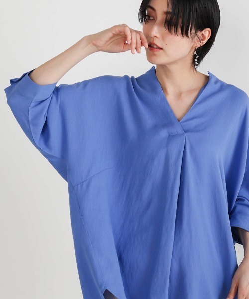 Bou Jeloud（ブージュルード）の「清涼感あるさらさら素材◆スキッパーブラウス（シャツ/ブラウス・レディース・ブラック/ベージュ/カーキ/ブルー・38）」の20枚目の写真