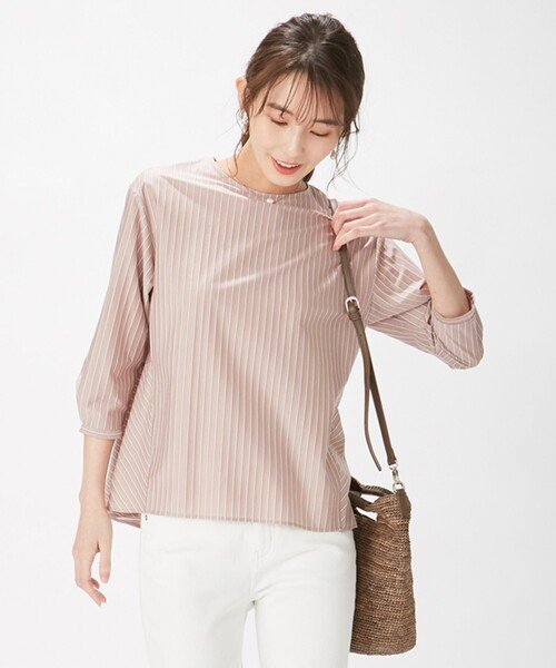 J.PRESS Ladies(J.プレス レディス)の「ストライプジャージー クルーネック カットソー(Tシャツ/カットソー・レディース・サックスブルー系1/サックスブルー系2/ホワイト系1/ブラウン系2・SMALL)」の3枚目の写真