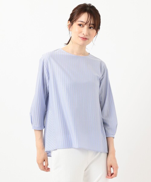 J.PRESS Ladies(J.プレス レディス)の「ストライプジャージー クルーネック カットソー(Tシャツ/カットソー・レディース・サックスブルー系1/サックスブルー系2/ホワイト系1/ブラウン系2・SMALL)」の12枚目の写真