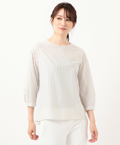 J.PRESS Ladies(J.プレス レディス)の「ストライプジャージー クルーネック カットソー(Tシャツ/カットソー・レディース・サックスブルー系1/サックスブルー系2/ホワイト系1/ブラウン系2・SMALL)」の8枚目の写真