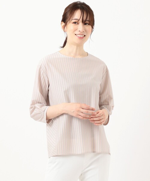 J.PRESS Ladies(J.プレス レディス)の「ストライプジャージー クルーネック カットソー(Tシャツ/カットソー・レディース・サックスブルー系1/サックスブルー系2/ホワイト系1/ブラウン系2・SMALL)」の17枚目の写真